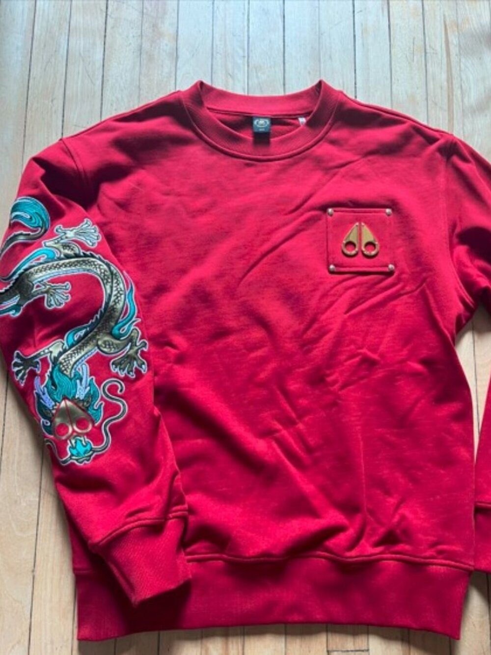 Men's Red Embroidered Dragon Sweatshirt